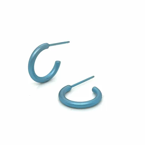 Small Round Light Blue Hoop Earrings
